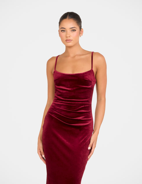 Bronie Cowl Neck Velvet Gown